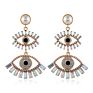 Gold Plated Big Eyes Diamond Evil Eyes Alloy Crystal Stud Earrings Women