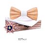 Handmade 3D Adjustable Bow Tie Wooden Set with Pocket Square Brooches for Men