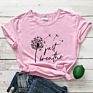 Just Breathe 100% Cotton T-Shirt Vintage Women Anxiety Graphic Tshirt