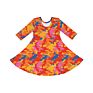 Rainbow Print Cute Toddler Long Sleeves Twirl Dress Boho Dress Elegant Casual Dresses