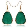 Real Gold Plated Irregular Geometric Green Pendant Sweater Necklace Natural Stone Geometry Resin Pendant Necklace