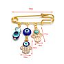 Third Eye Pendant Clothes Pin Hand Eye Cross Rhinestone Brooch Dainty Gold Plated Hamsa Hand Devil Eye Brooch Pin for Women Men