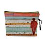 Vintage Beach Scenery Print Women Travel Storage Bag Linen Cloth Toiletries Organize Cute Cosmetic Bag Portable Make up Pouch