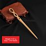 Vintage Retro Chinese Black Wooden Sandalwood Carved Long Horn Fork Pen Hairpin Wood Chopsticks Hair Sticks Pins Picks for Women