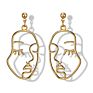 Vriua Abstract Hollow Out Face Dangle Earrings for Women Statement Long Drop Earrings Jewelry Earrings Boucles D'oreille