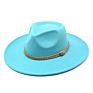 Wide Brim Fall Color Wool Felt Fedora Hats Cotton Polyester Dark Color Solid Plain Jazz Hat 9Cm 9.5Cm Brim