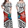 Women Maxi Dress Polynesian Hibiscus African Tribal Grey Pattern Dress Maxi Women Size plus Dress Night Women Wear