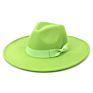 Womens Classic Wide Brim Floppy Panama Bow Hat Belt Buckle Wool Felt Fedora Hat