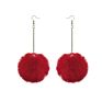 Autumn and Long Dangle Earrings Fluffy Pom Pom Earrings for Women