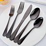 Buygo 4 Pcs 1010 Cutlery Gift Set Fork Knife Spoon Restaurant Party Tableware Eating Utensils Black Flatware Silverware Set