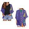 Christmas Blue Bell Cartoon Chiffon Kimono Cardigans Polynesian Tribal Style Casual Loose Open Front Swimwear Shirt Beach Women