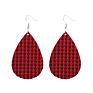 Creative Handmade Light Weight Flower Print Teardrop Earrings Leather Earrings for Women Party Wedding Jewelry
