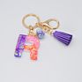 Cute English Letter Pendant Key Chains Ring Tassel Keyring Resin Acrylic Initial Car Handbag Keychain Holder Accessories Jewelry
