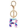 Direct Real Flower Resin Accessory Colorful Girl Alphabet Acrylic 26 Letters Resin Keychain