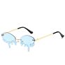 Flame Sunglasses Rimless Bat Sun Glasses Tears Shades Eyeglass Vintage Fire Shape Eyewear