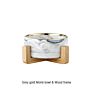 Stainless and Wood Frame Raise Puppy Food Feeder Eco Elevated Luxury Portable Travel Ceramic Cat Pet Dog Bowl For