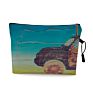 Vintage Beach Scenery Print Women Travel Storage Bag Linen Cloth Toiletries Organize Cute Cosmetic Bag Portable Make up Pouch