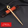 Vintage Retro Chinese Black Wooden Sandalwood Carved Long Horn Fork Pen Hairpin Wood Chopsticks Hair Sticks Pins Picks for Women