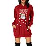 Christmas Hoodies Women Long Sleeve Sweatshirt Christmas Printed Pocket Women Sweatshirt Dress Hoodies