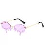 Flame Sunglasses Rimless Bat Sun Glasses Tears Shades Eyeglass Vintage Fire Shape Eyewear