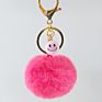 Fur Ball Keyring Imitation Faux Rex Rabbit Fur Ball Keychain Creative Car Key Chain Acrylic Smiley Hair Ball Pendant