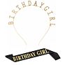 Glitter Birthday Girl Sash Rhinestone Happy Birthday Headbands Set for Girls Birthday Party Supplies