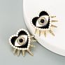 Gold Plated Big Eyes Diamond Evil Eyes Alloy Crystal Stud Earrings Women