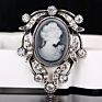 Jaenones Vintage Rhinestone Brooches Queen Head Portrait Brooch Cameo Brooch Sets