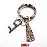 Pu Leather O Bracelet Bangle Key Chain Tassel Acrylic Door Opener Contactless Pendant Wristlet Leopard Print Tassels Key Ring