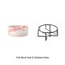 Stainless and Wood Frame Raise Puppy Food Feeder Eco Elevated Luxury Portable Travel Ceramic Cat Pet Dog Bowl For