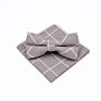 Tie Gift Box White Dress Mens Neck Printed Bowtie Adjustable and Pocket Square Set Linen Bow Ties