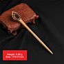 Vintage Retro Chinese Black Wooden Sandalwood Carved Long Horn Fork Pen Hairpin Wood Chopsticks Hair Sticks Pins Picks for Women