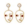 Vriua Abstract Hollow Out Face Dangle Earrings for Women Statement Long Drop Earrings Jewelry Earrings Boucles D'oreille