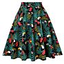 Black Rose Printed Floral Skirt High Waist Women Cotton 50S 60S Punk Flare Retro Vintage Skirt Vd0020