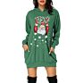 Christmas Hoodies Women Long Sleeve Sweatshirt Christmas Printed Pocket Women Sweatshirt Dress Hoodies