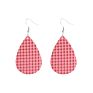 Creative Handmade Light Weight Flower Print Teardrop Earrings Leather Earrings for Women Party Wedding Jewelry