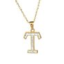 Designer Stainless Steel Zircon Alphabet Pendant Necklaces Hiphop Women Men Hip Hop Gold Chain Necklace Initial Letter Necklace