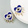 Gold Plated Big Eyes Diamond Evil Eyes Alloy Crystal Stud Earrings Women