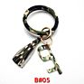 Pu Leather O Bracelet Bangle Key Chain Tassel Acrylic Door Opener Contactless Pendant Wristlet Leopard Print Tassels Key Ring