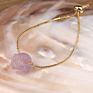 Single Stone Gold Chain Adjustable Crystal Bracelets Natural Nugget Quartz Crystal Simple Bracelet