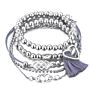 Vriua Charm Beads Bracelets Women Bohemia Vintage Feather Disc Tassel Bracelet & Bangle Set Jewelry Wood Layer Crystal