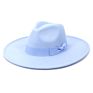 Womens Classic Wide Brim Floppy Panama Bow Hat Belt Buckle Wool Felt Fedora Hat