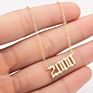 1980- Birth Year Number Stainless Steel Pendant Necklace for Women and Men