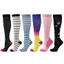 4 Pair Design High Running Travel Logo Nurse Nursing Socks Compression Set