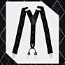 Brown Plaid Color Formal 6 Clips Braces Women Adjustable Polyester Suspenders