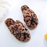 Fluffy Slippers Women Indoor Shoes Ladies Cross Leopard Print Fur Slippers Female Home Fur Slides Faux Fur Slipper