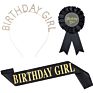 Glitter Birthday Girl Sash Rhinestone Happy Birthday Headbands Set for Girls Birthday Party Supplies