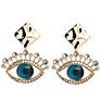 Gold Plated Big Eyes Diamond Evil Eyes Alloy Crystal Stud Earrings Women