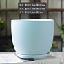 Ins Matte Glazed Ceramic Planter Pot with Saucer Modern round Decor Indoor Planter with Drainage Hole for Plants