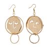 Vriua Abstract Hollow Out Face Dangle Earrings for Women Statement Long Drop Earrings Jewelry Earrings Boucles D'oreille